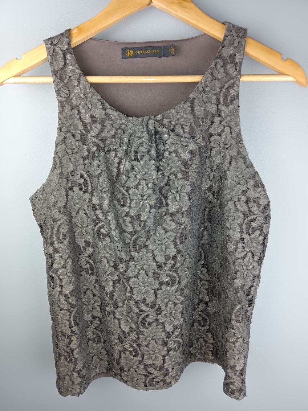 Outback Red Lace Overlay Sleeveless Top - Gray